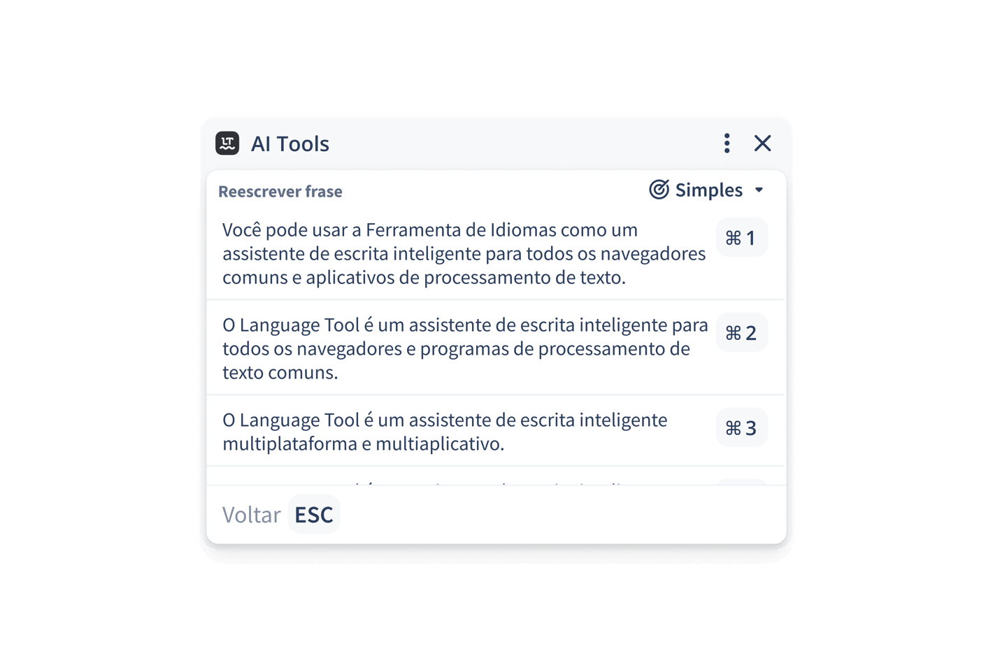 Reformule com um clique
