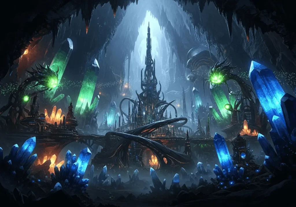 An AI-generated image of an alien city